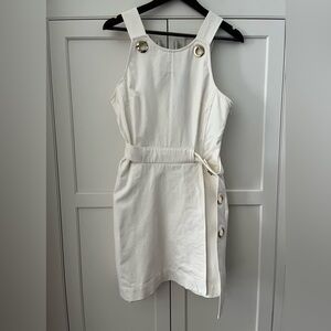 Derek Lam 10 Crosby belted A-line mini dress Sz. 6 white cotton